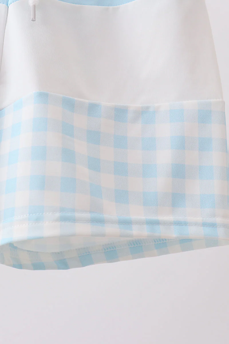 Blue Plaid UPF Swim Trunks - Image 3