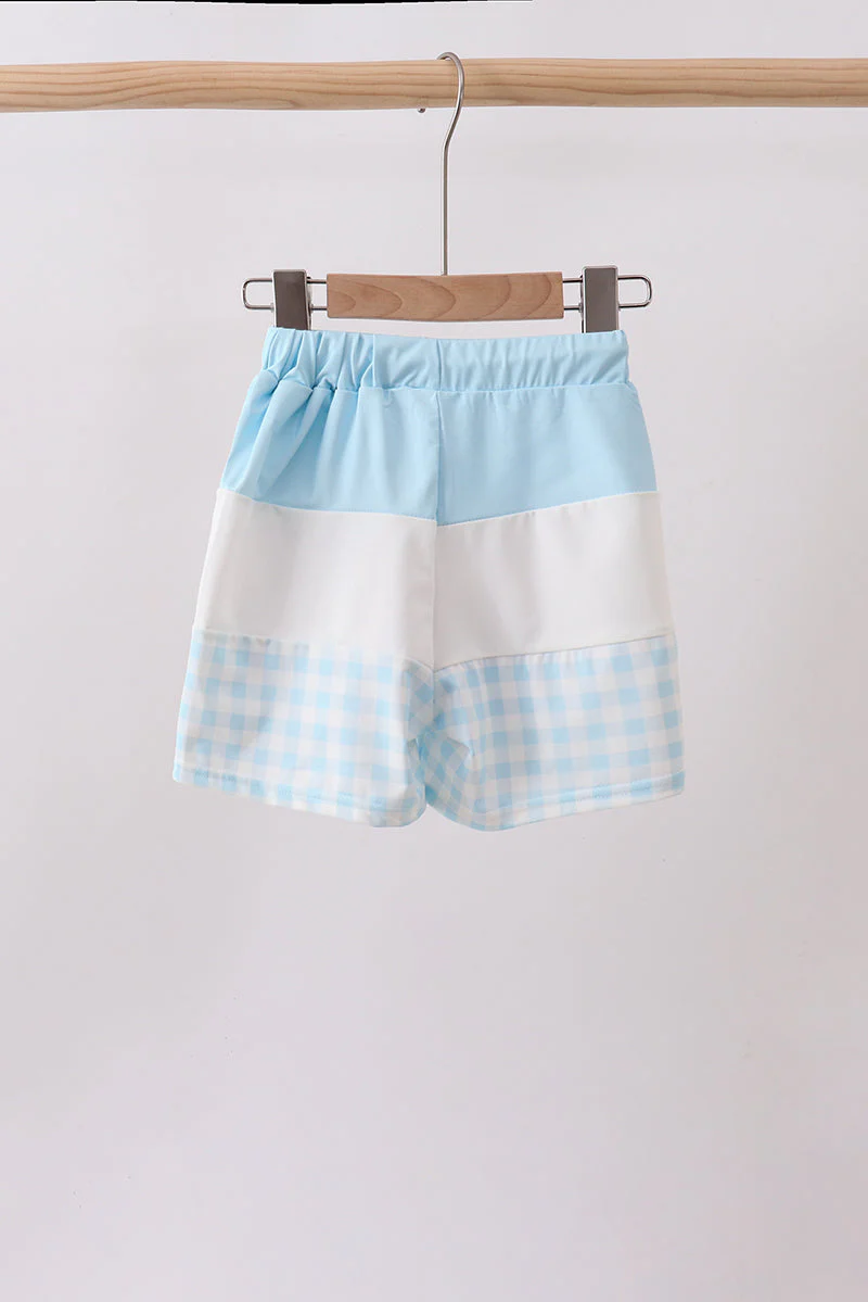 Blue Plaid UPF Swim Trunks - Image 4