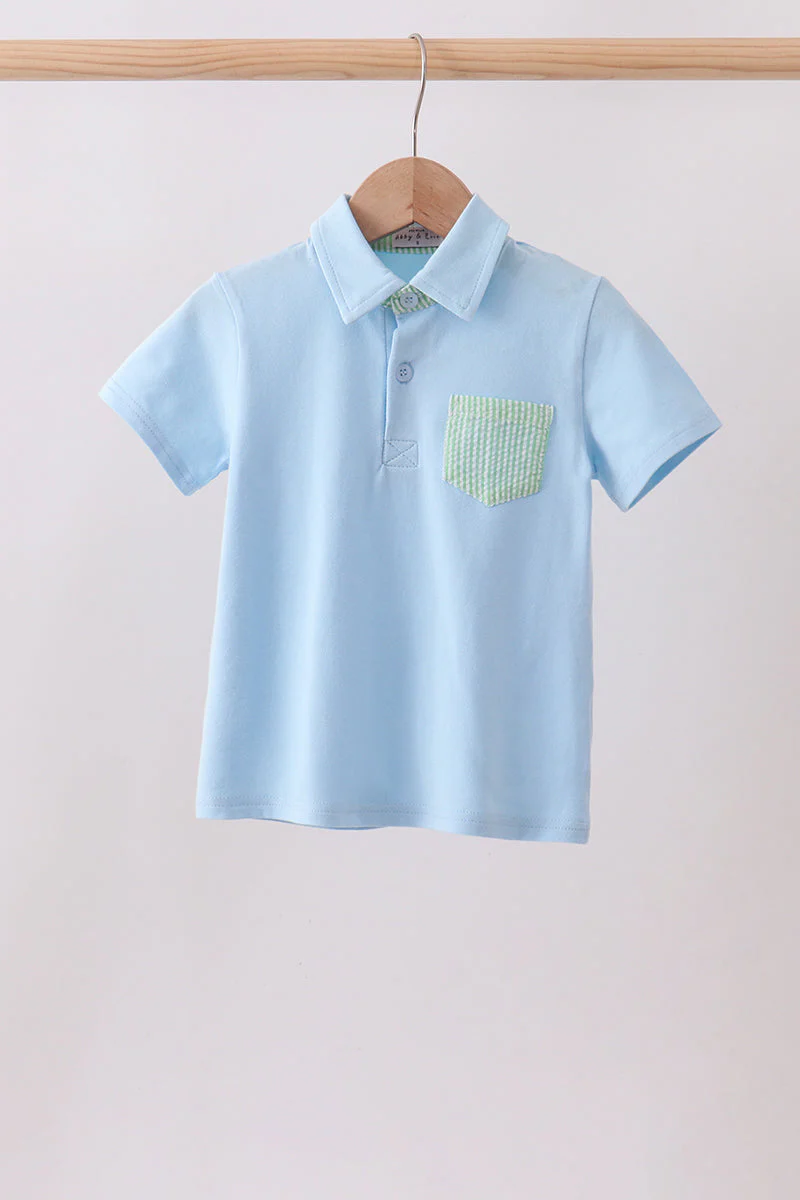 Blue pocket button down shirt