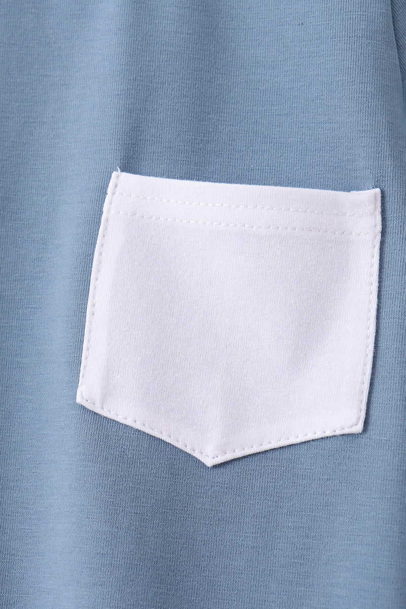 Blue Pocket Grid Shorts Set - Image 2