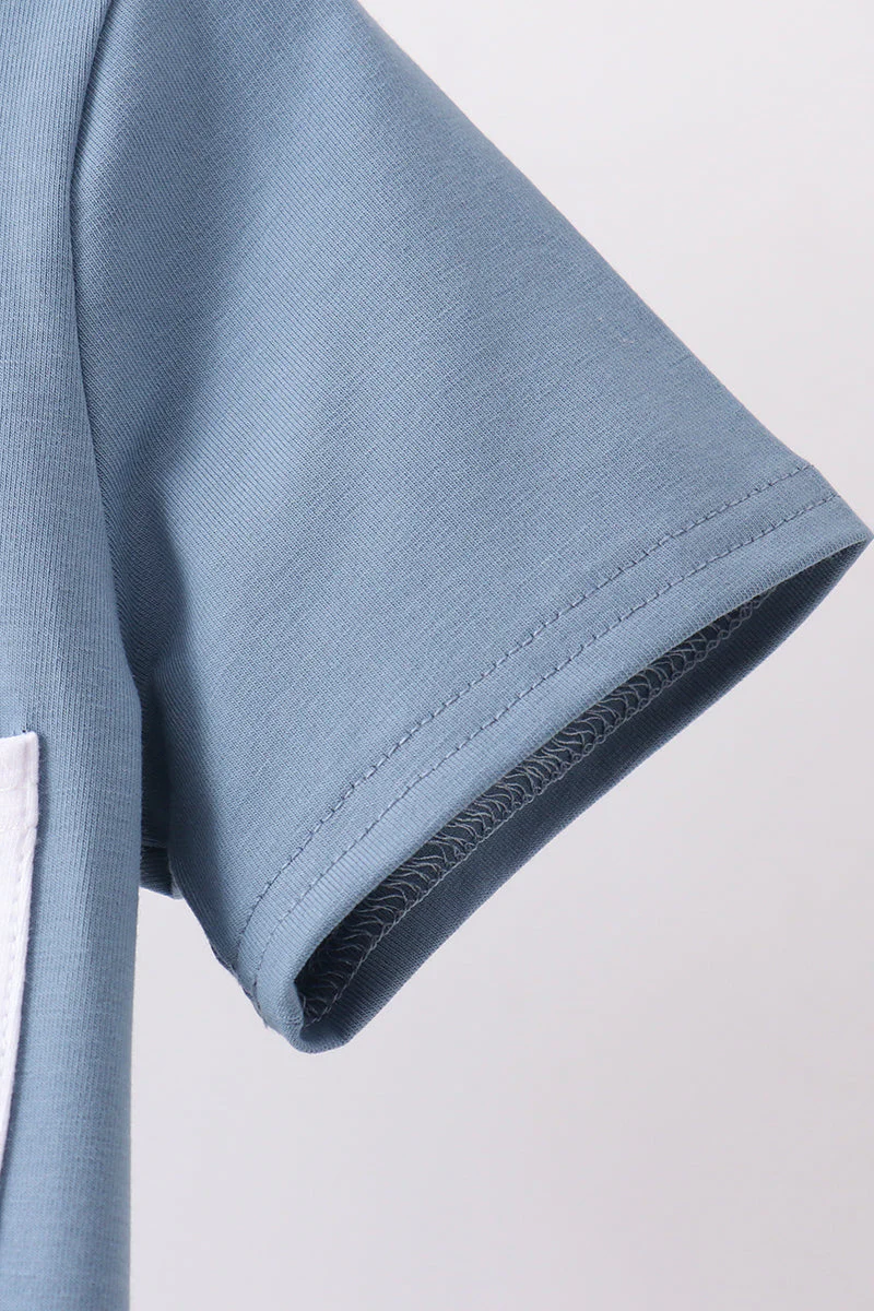 Blue Pocket Grid Shorts Set - Image 4
