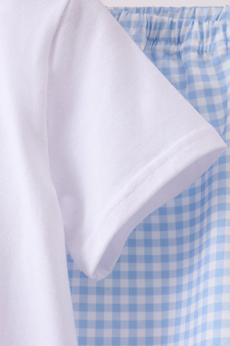 Blue Pumpkin Embroidered Gingham Shorts Set - Image 4