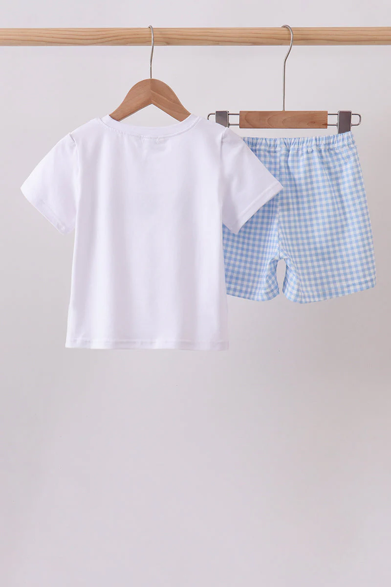 Blue Pumpkin Embroidered Gingham Shorts Set - Image 5