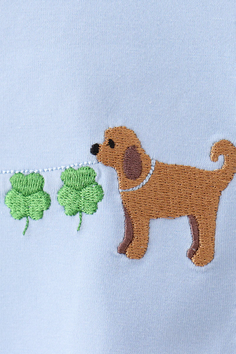 Blue puppy clover embroidery top - Image 3