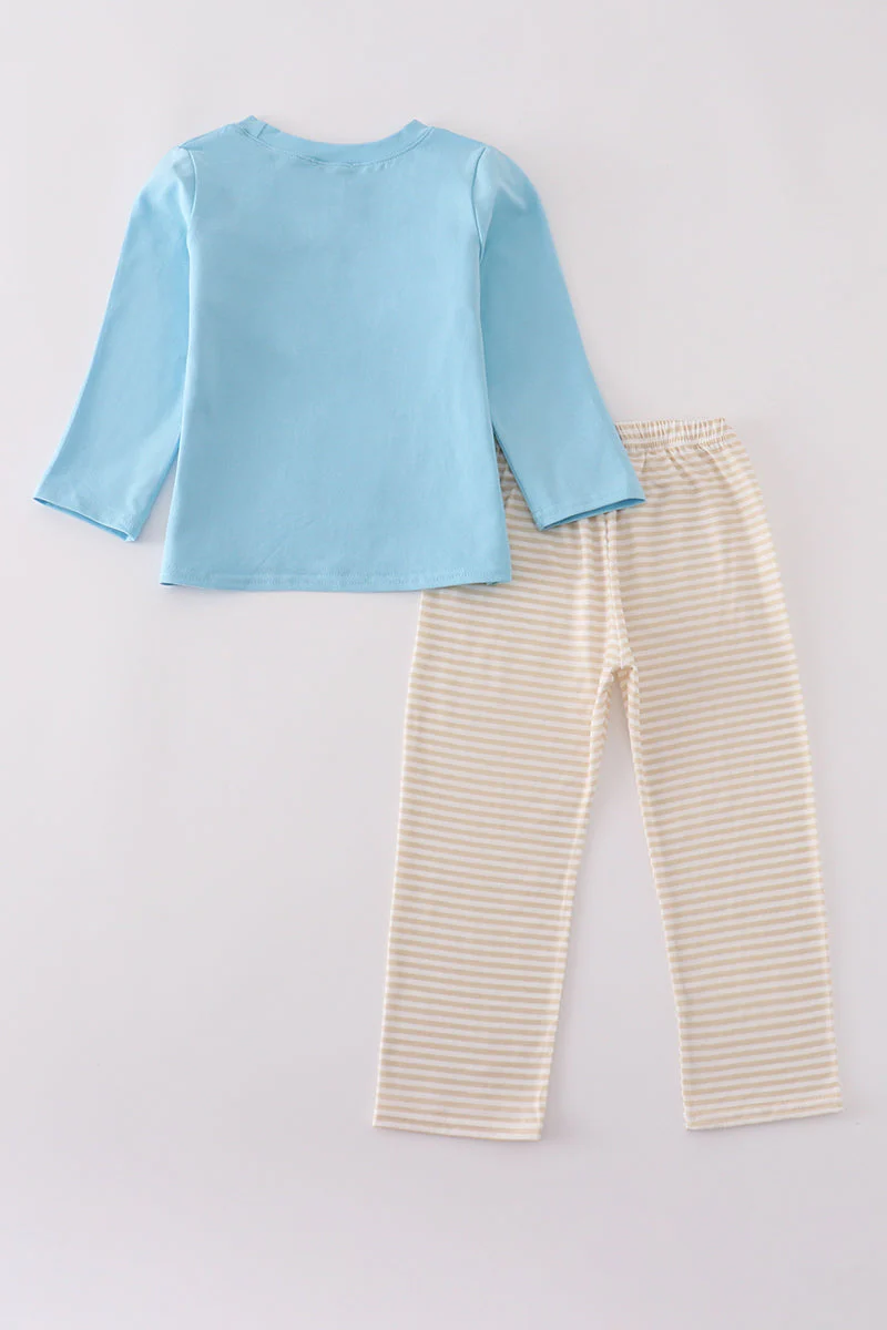 Blue puppy french knot pants set - Image 3