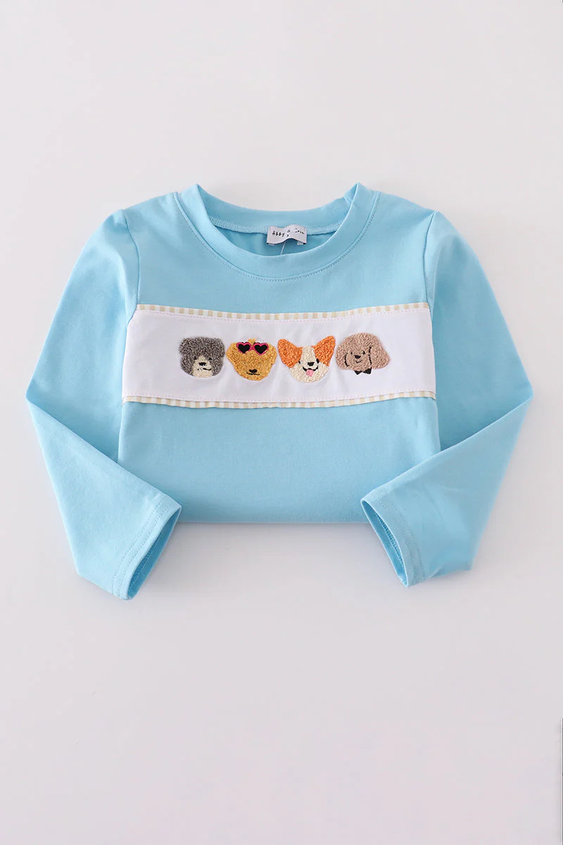 Blue puppy french knot pants set - Image 4