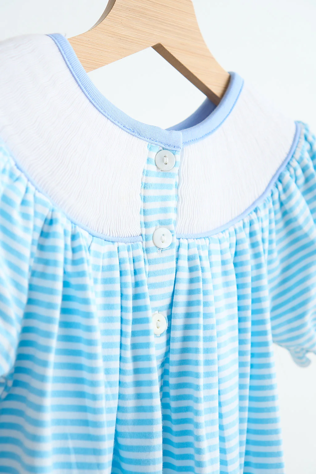 Blue puppy hand smocked girl romper - Image 4