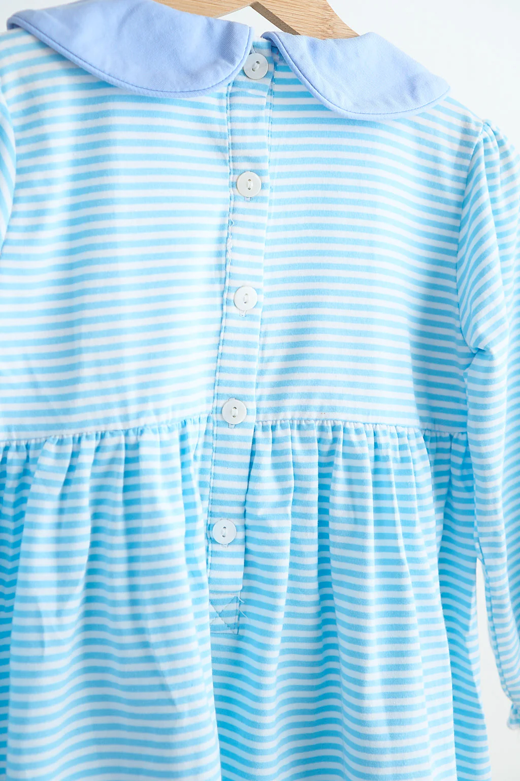 Blue puppy hand smocked stripe dress - Image 3