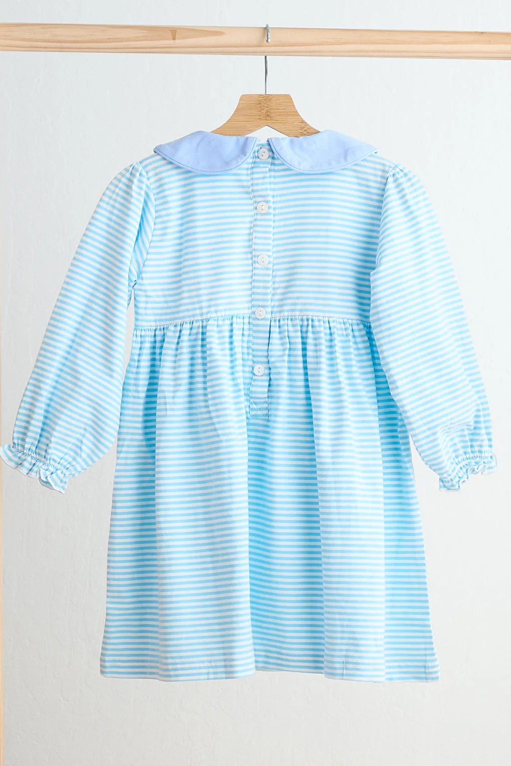 Blue puppy hand smocked stripe dress - Image 4