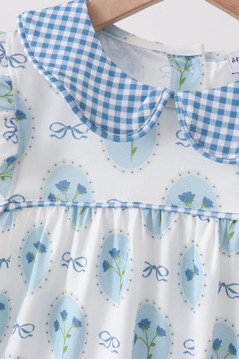 Blue Retro Floral Dress - Image 2