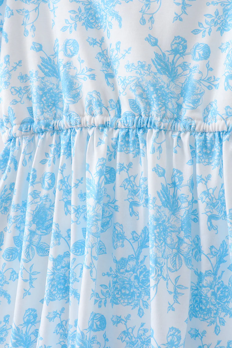 Blue rose print women dress - Image 4