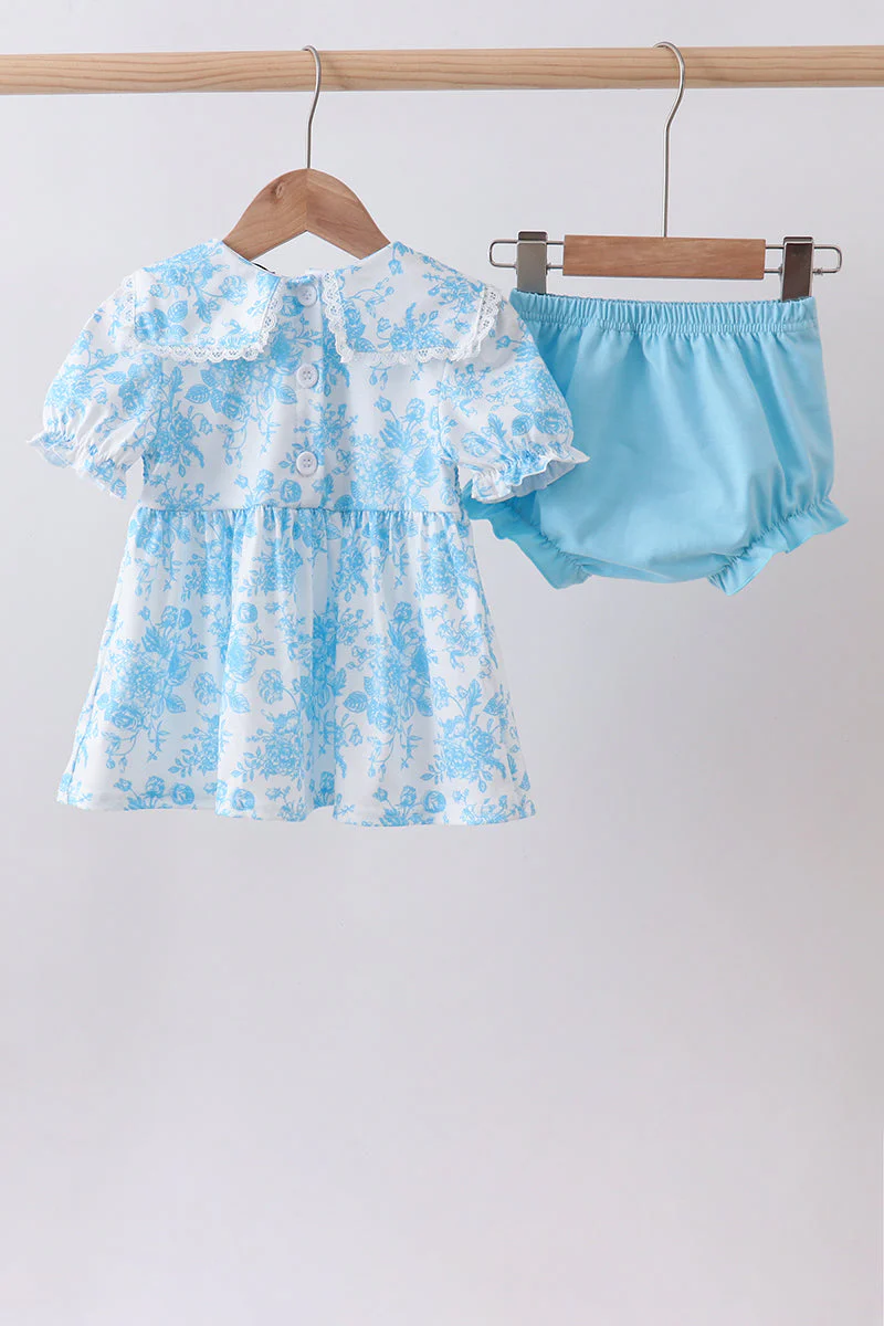 Blue rose smocked bloomer set - Image 4