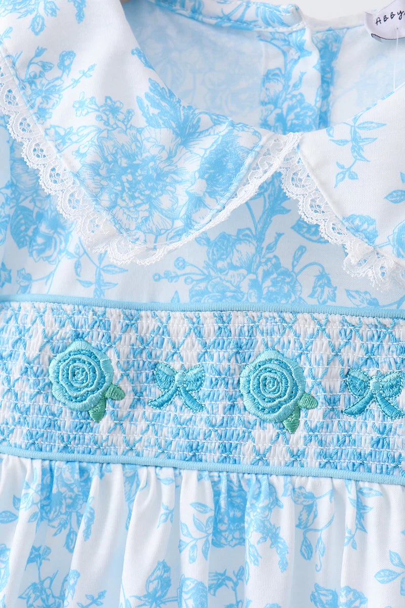 Blue rose smocked bloomer set - Image 5