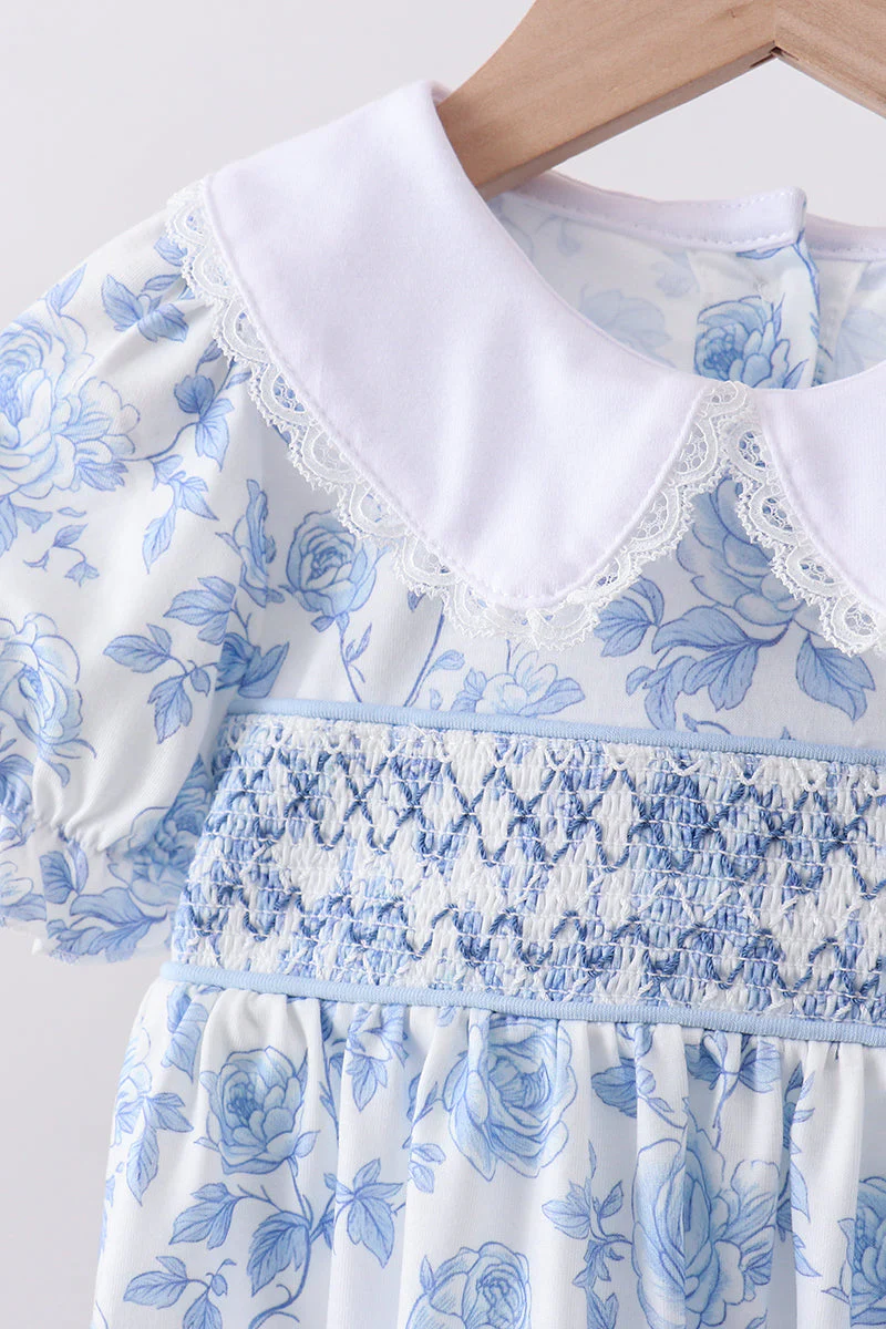 Blue rose smocked bloomer set - Image 2