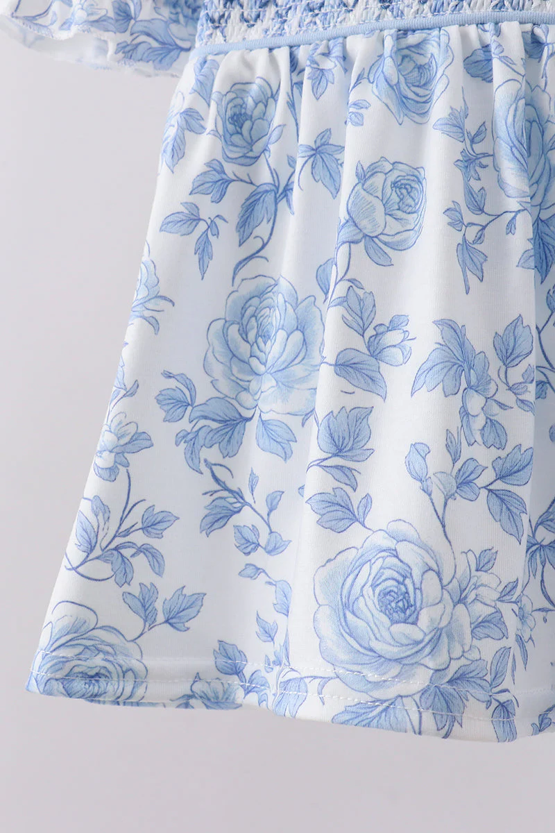 Blue rose smocked bloomer set - Image 4