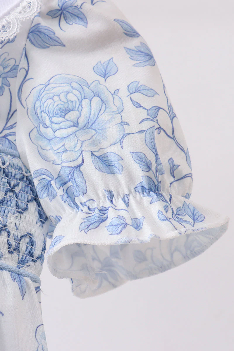 Blue rose smocked bubble - Image 4