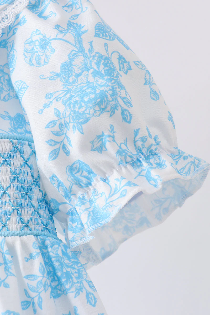 Blue rose smocked dress - Image 3
