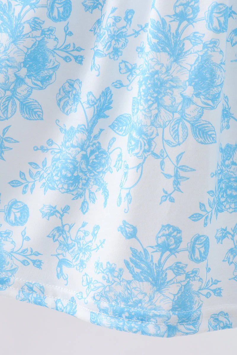 Blue rose smocked dress - Image 4