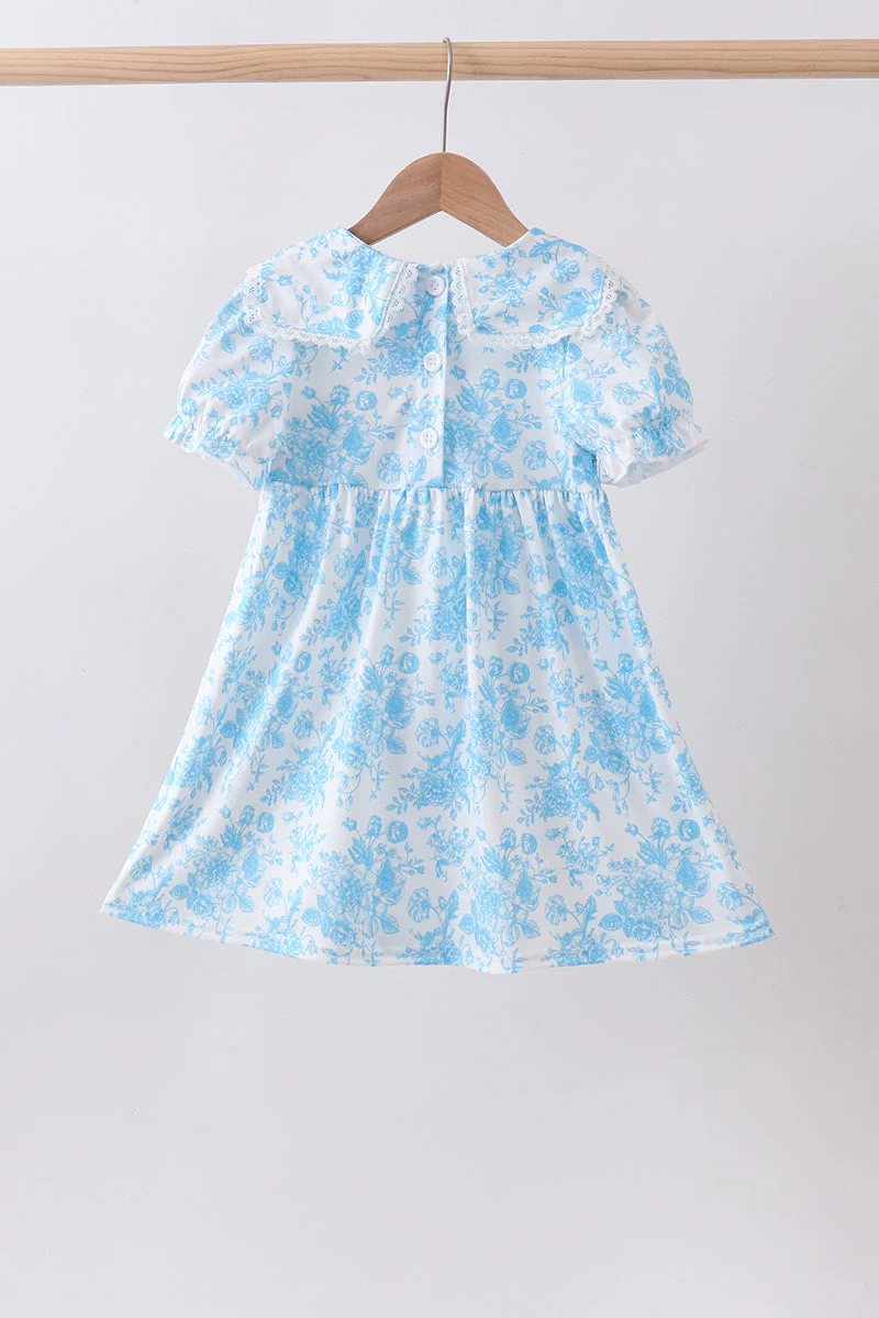 Blue rose smocked dress - Image 5