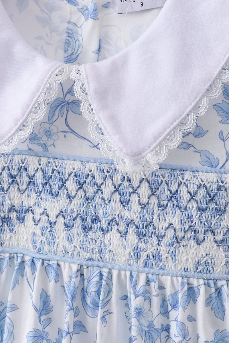 Blue rose smocked dress - Image 2