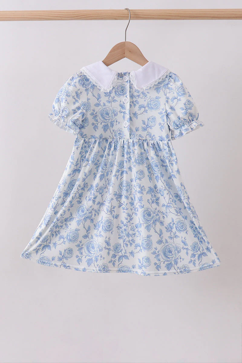 Blue rose smocked dress - Image 5