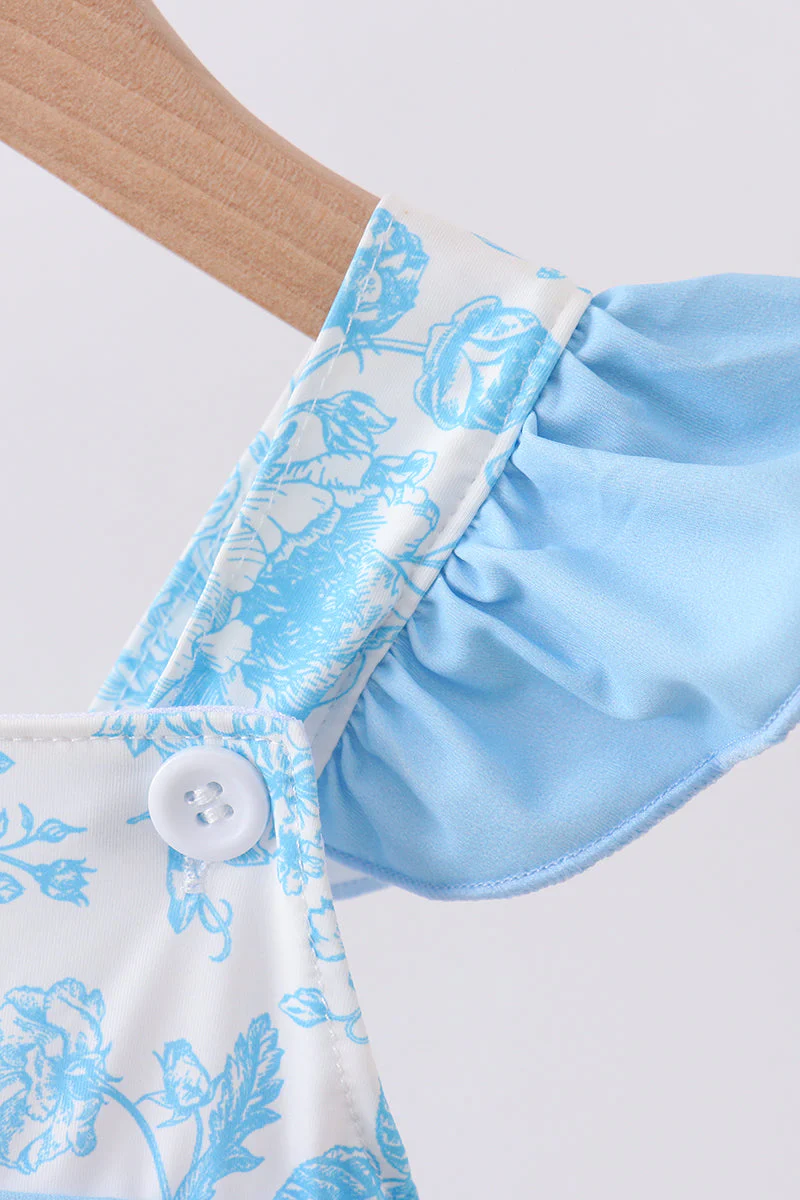 Blue rose smocked ruffle one-piece swimsuit - Image 4