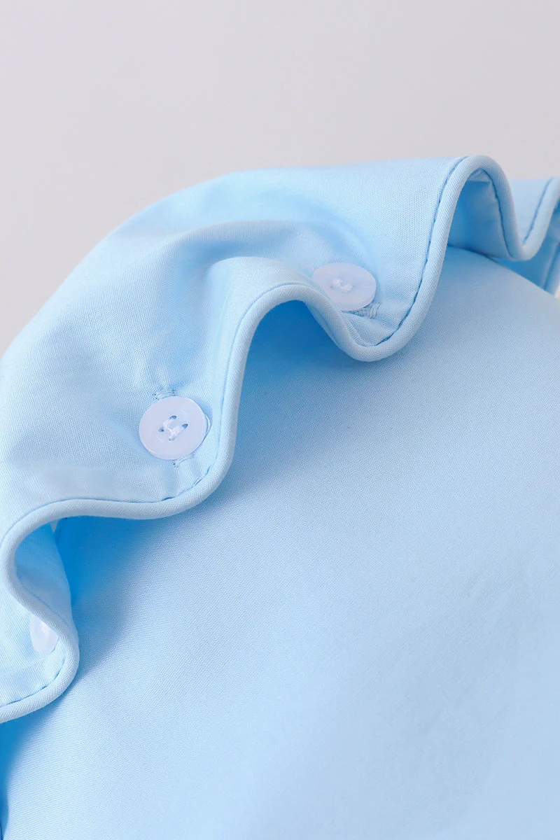 Blue ruffle bow bonnet - Image 2
