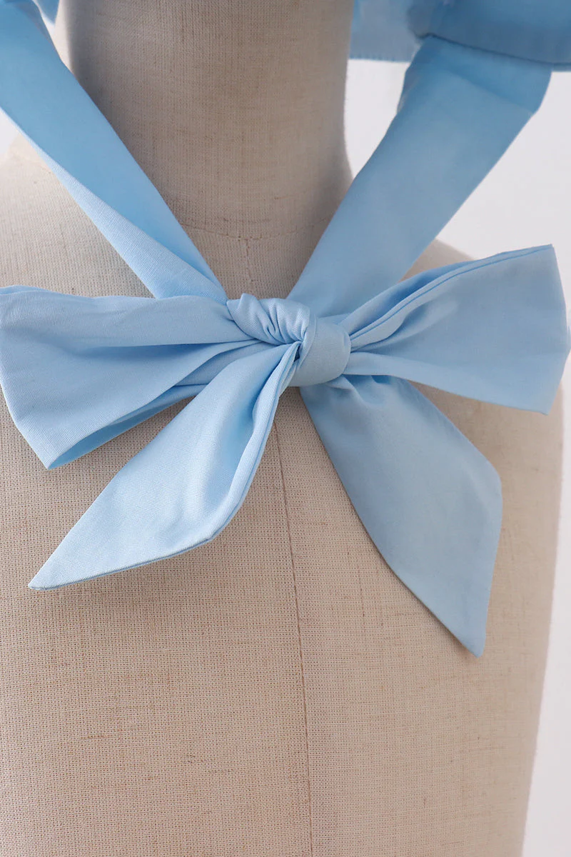 Blue ruffle bow bonnet - Image 3