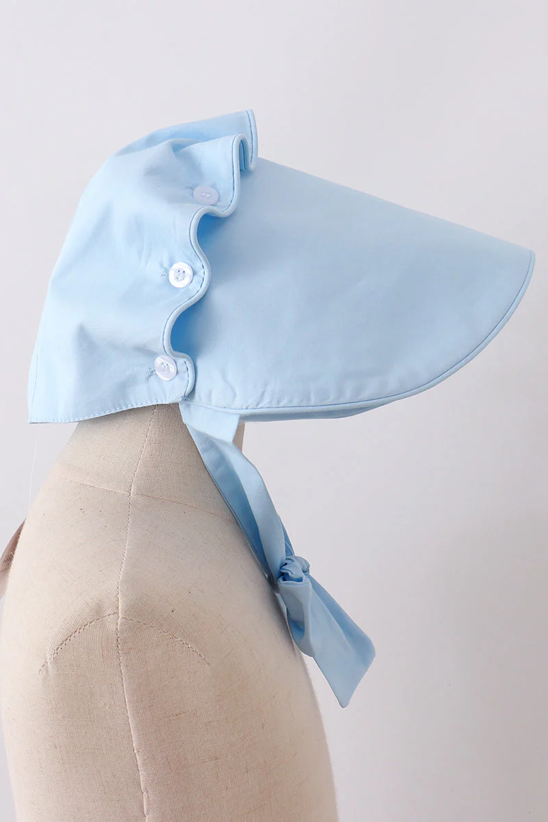 Blue ruffle bow bonnet - Image 4