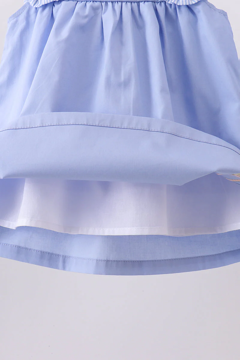 Blue Sailboat Embroidered Bloomer Set - Image 2