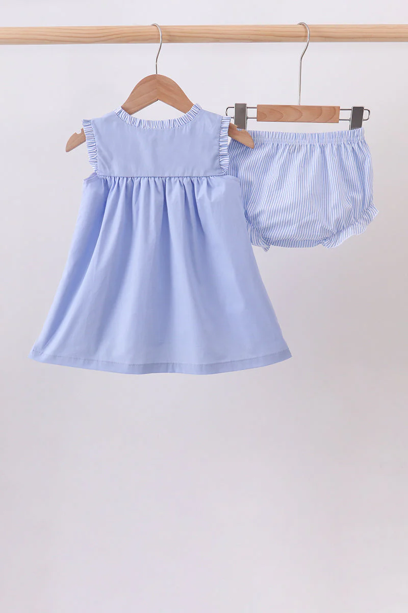 Blue Sailboat Embroidered Bloomer Set - Image 3
