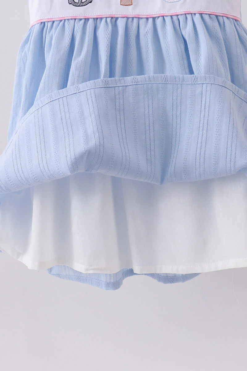 Blue sailboat embroidery jacquard shorts set - Image 6