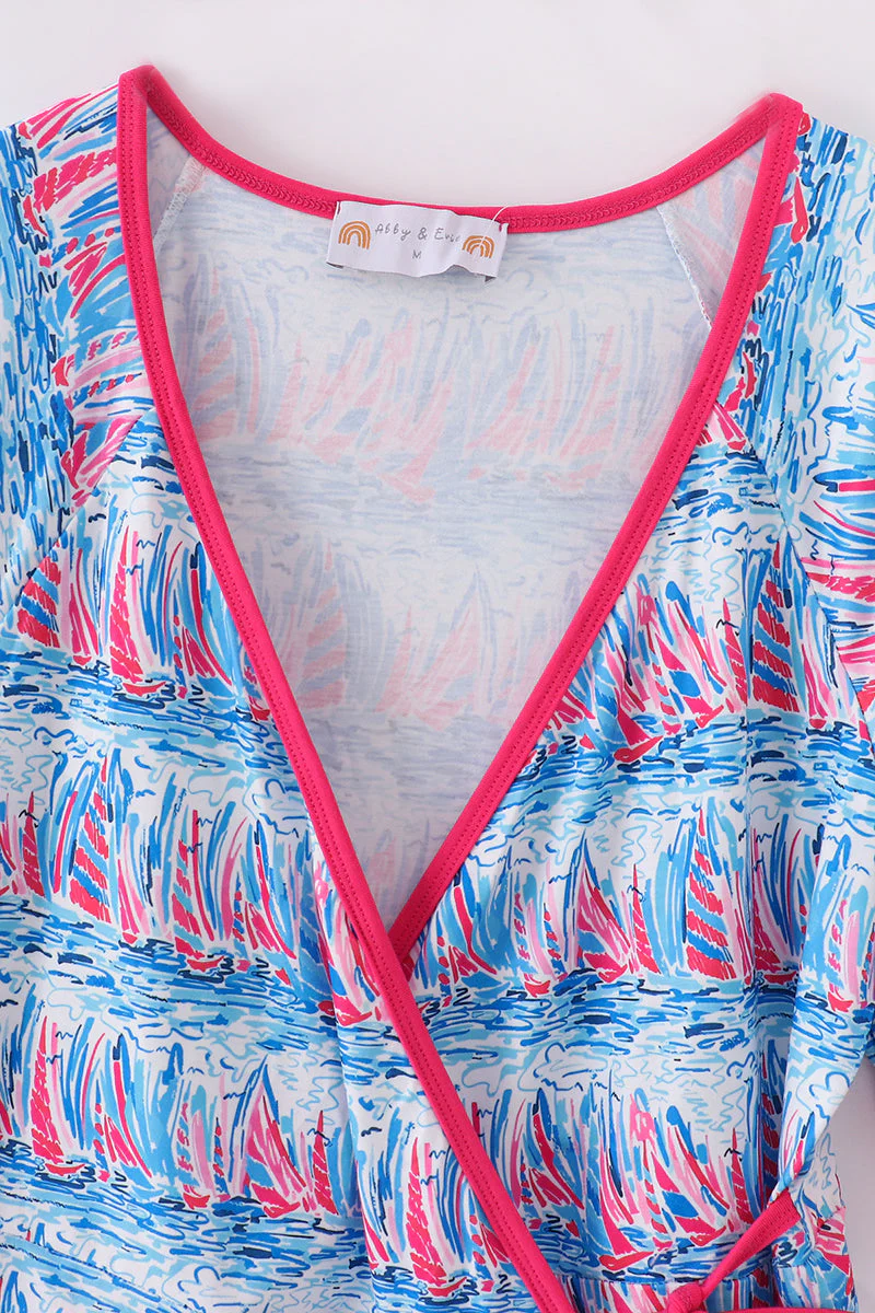 Blue sailboat serenade print mom&me dress - Image 3