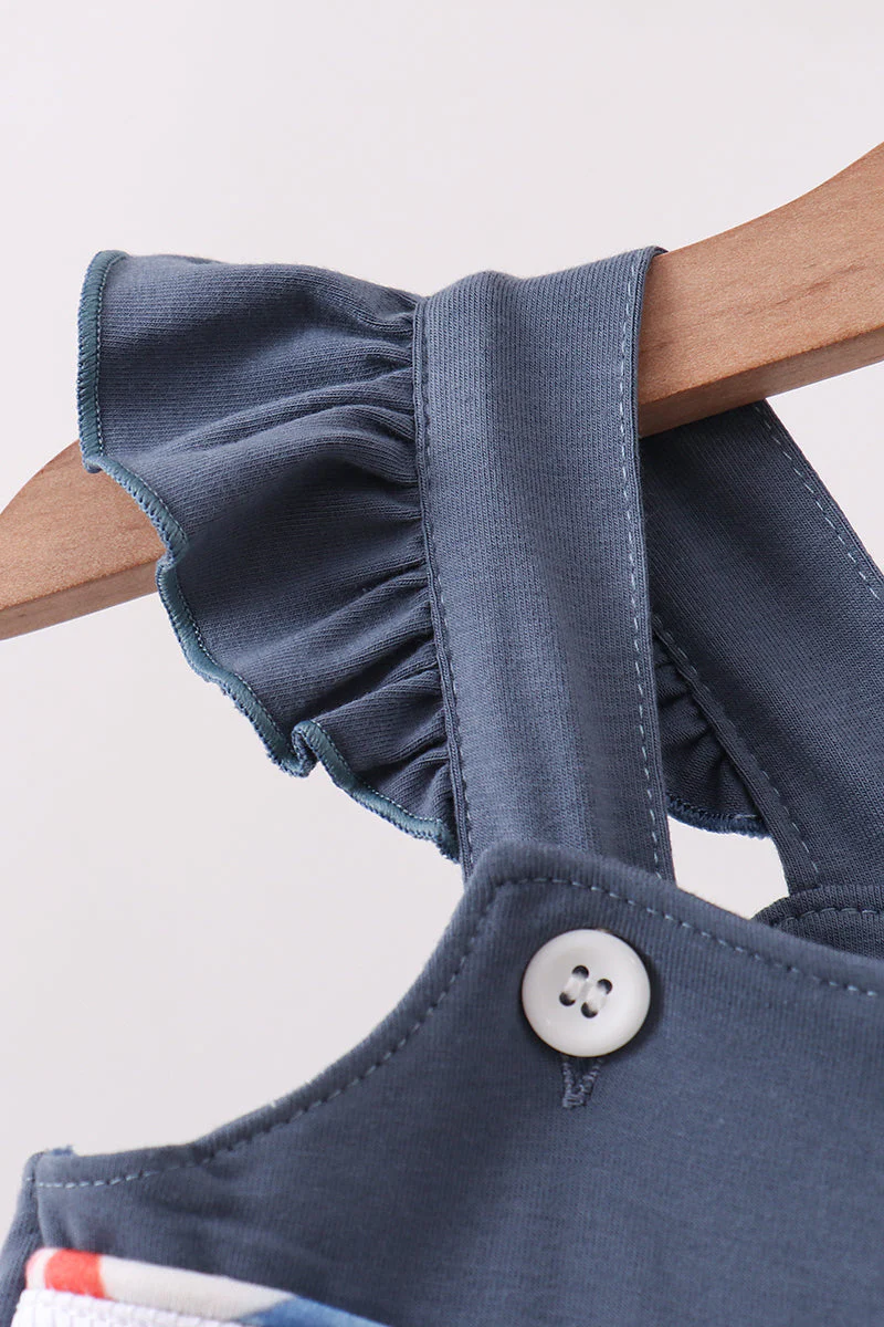 Blue Sailboat Smocked Ruffle Shorts Set - Image 3