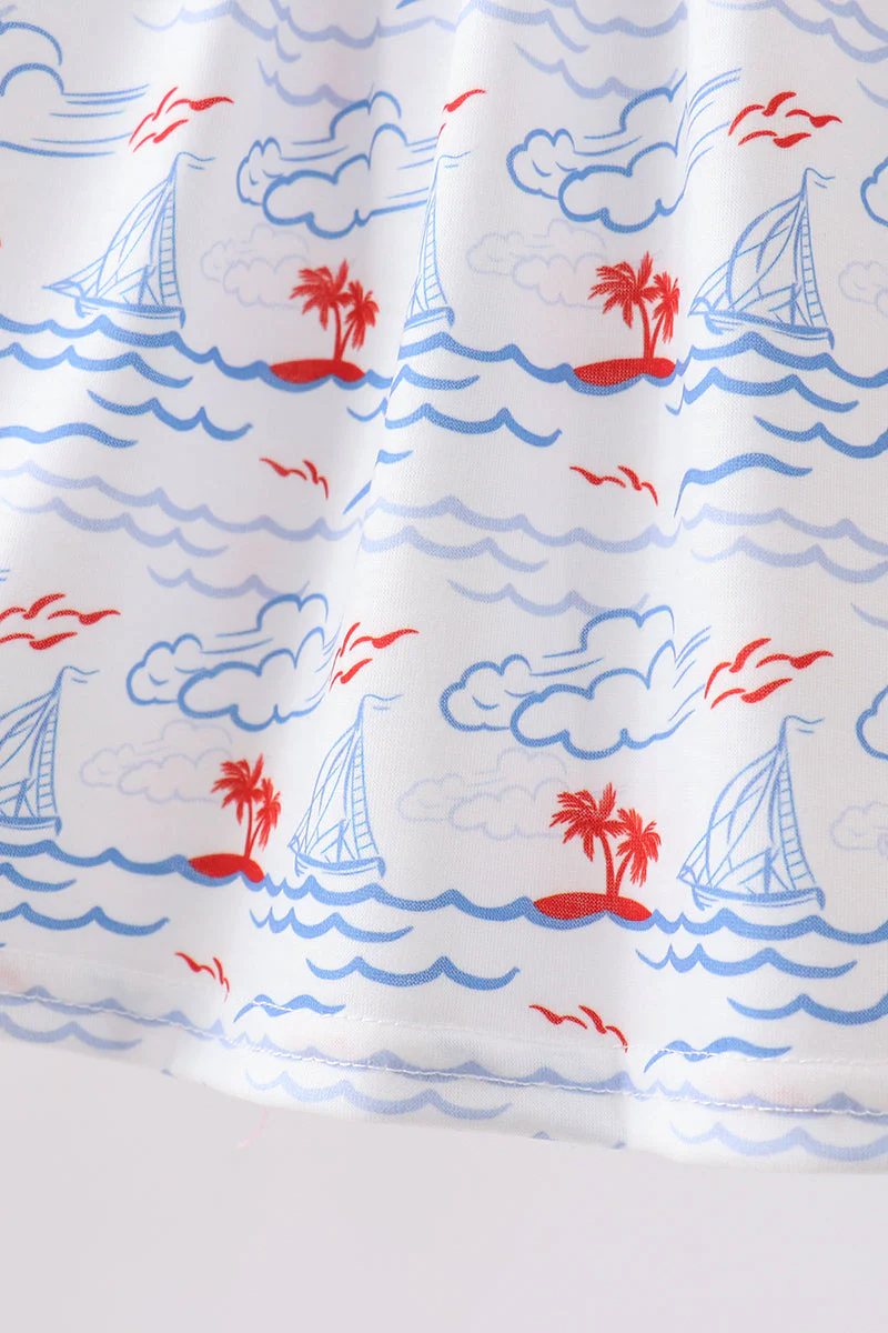 Blue Sailboat Smocked Set - Image 3