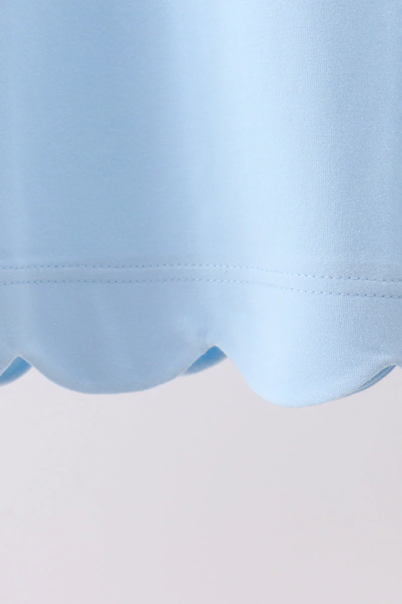 Blue Scalloped Bow Dress - Image 3