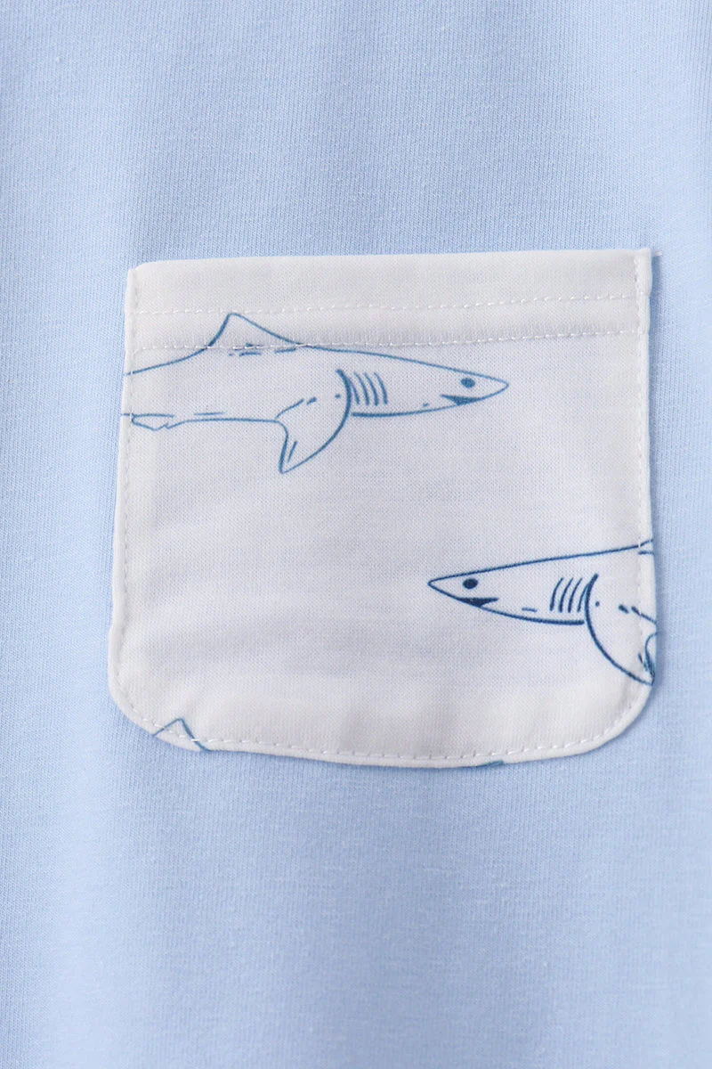 Blue Shark Print Shorts Set - Image 3