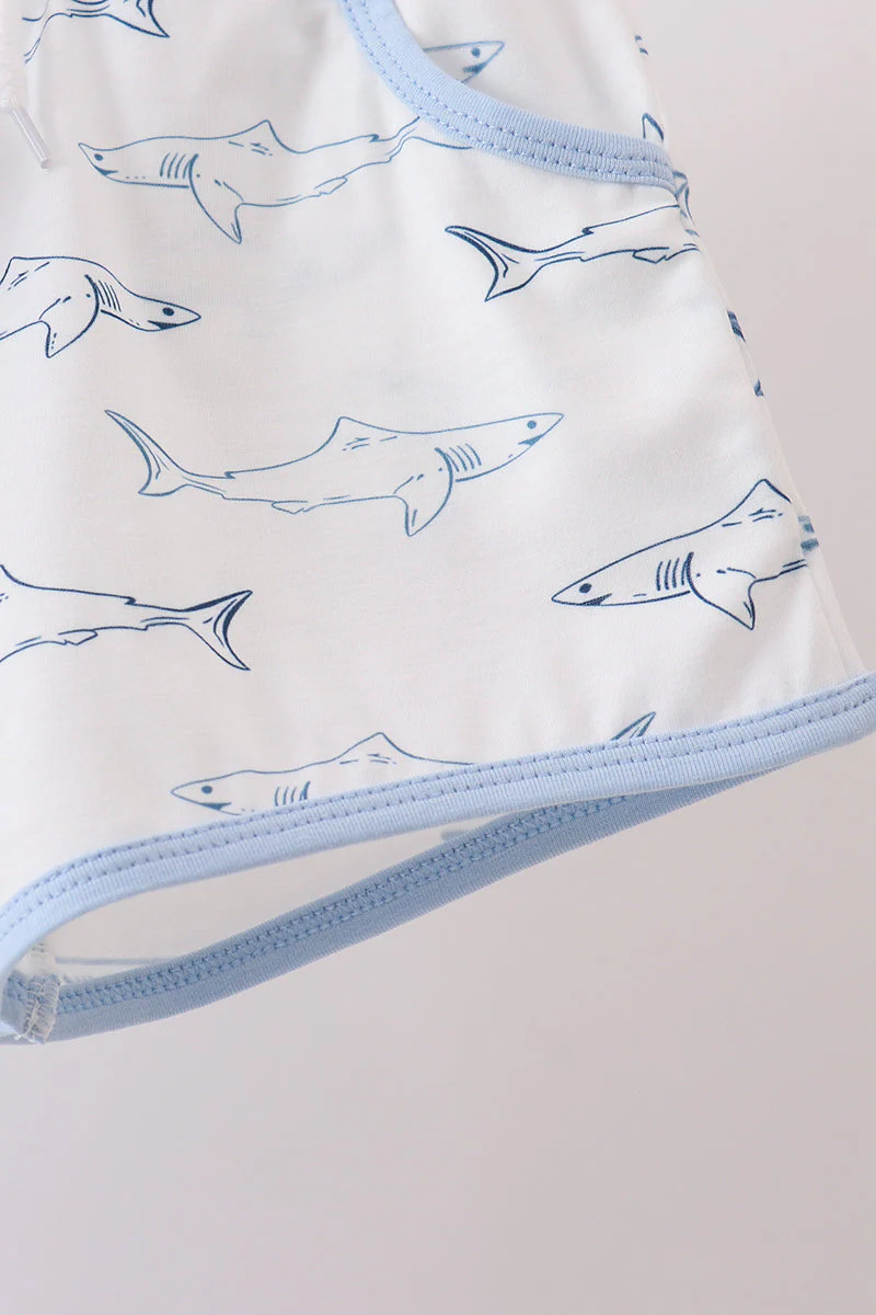 Blue Shark Print Shorts Set - Image 4