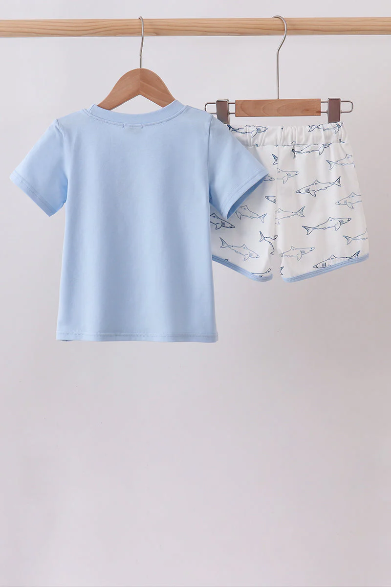 Blue Shark Print Shorts Set - Image 5