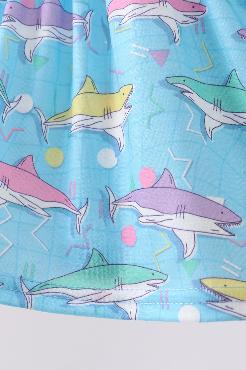 Blue Shark Smocked Bloomer Set - Image 3