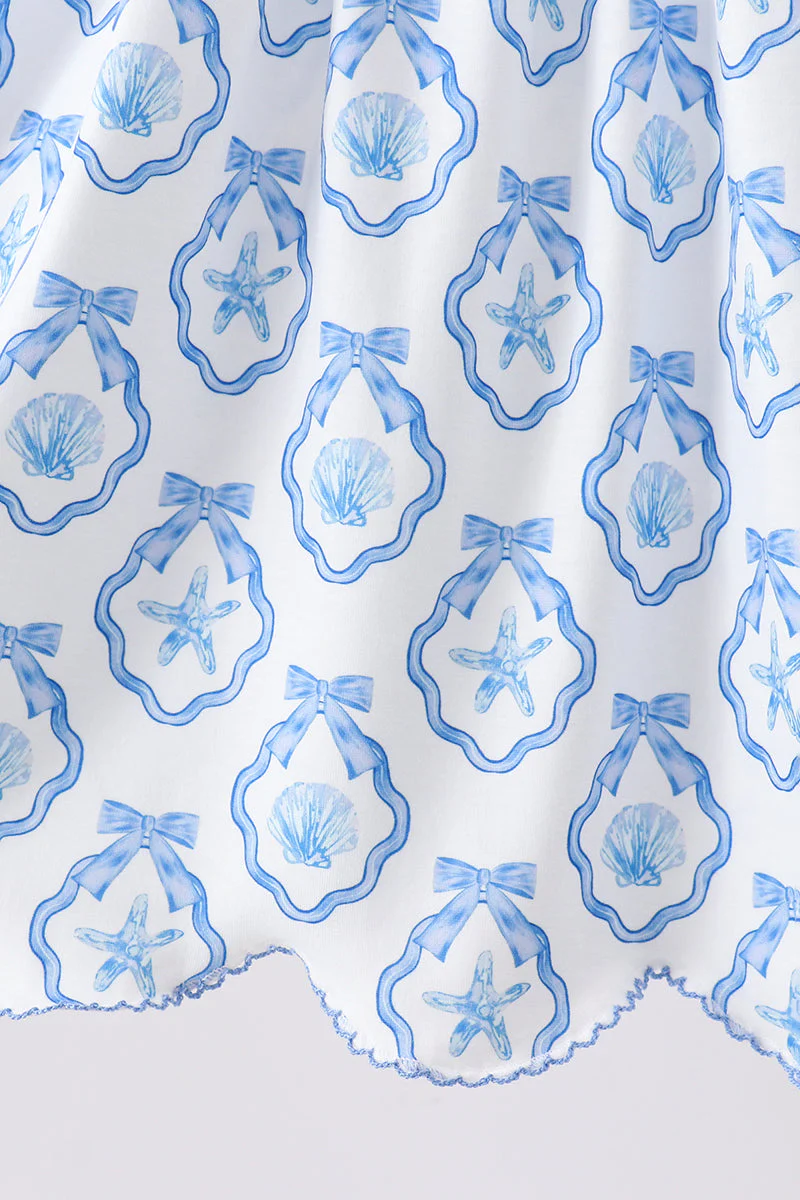 Blue Shells Embroidered Dress - Image 3