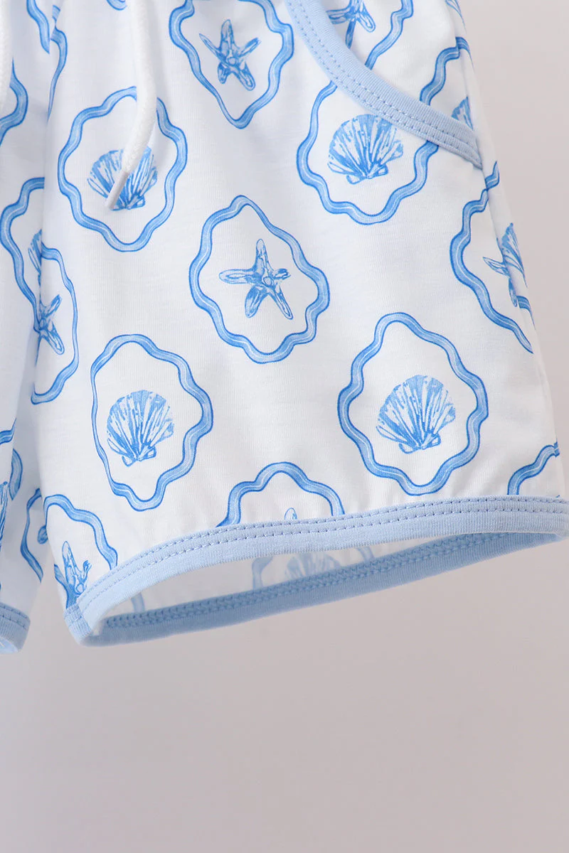 Blue Shells Embroidered Shorts Set - Image 3