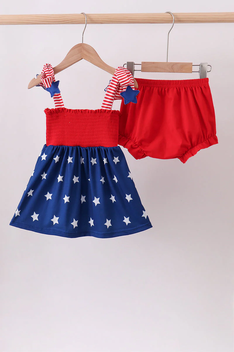 Blue star smocked bloomer set - Image 5