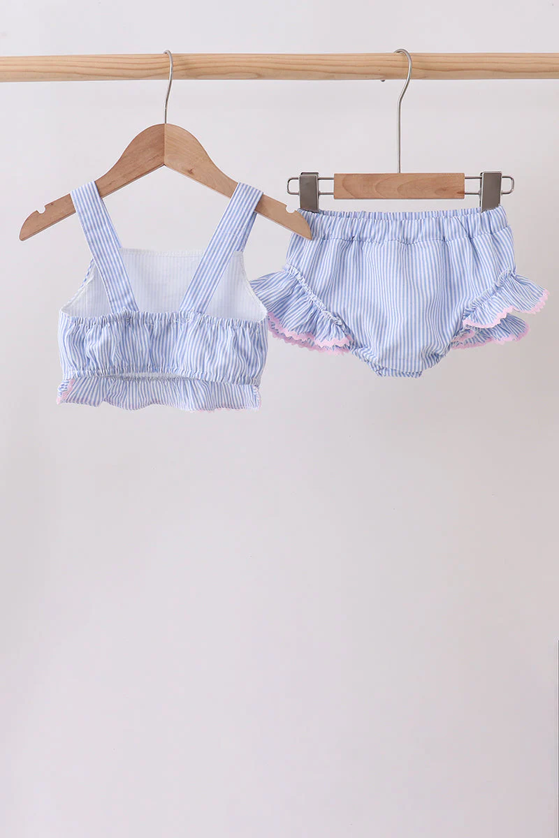 Blue Stripe 2pc Seersucker Swimsuit - Image 4