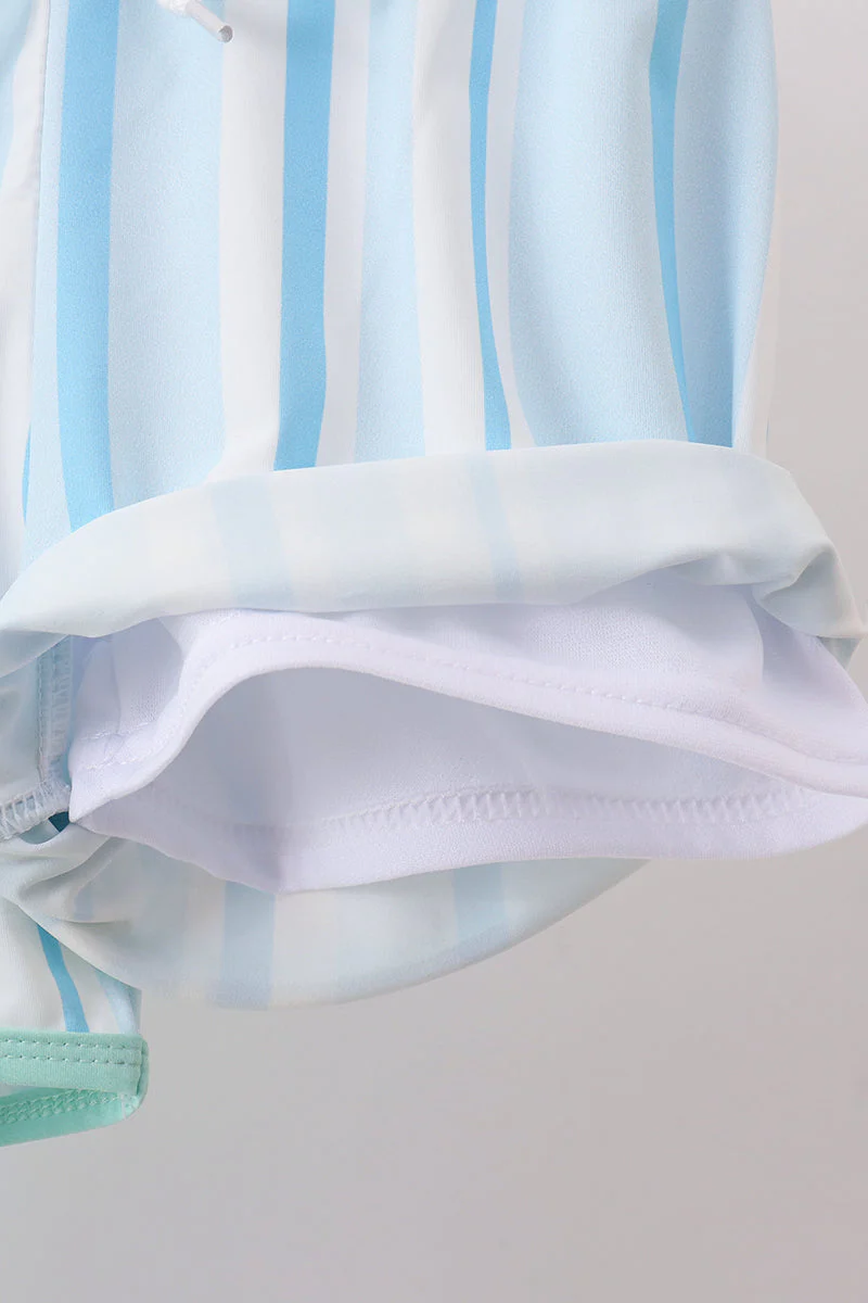 Blue stripe 2pc swimsuit - Image 4