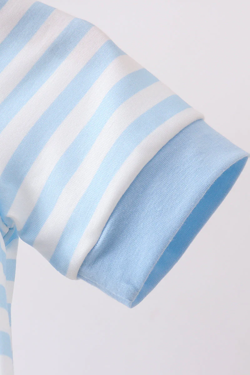 Blue Stripe Apple Book Appliqué Bubble - Image 3