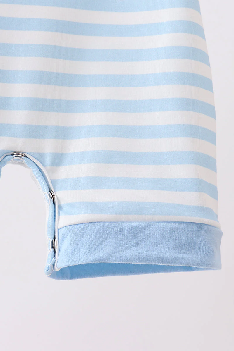 Blue Stripe Apple Book Appliqué Romper - Image 4
