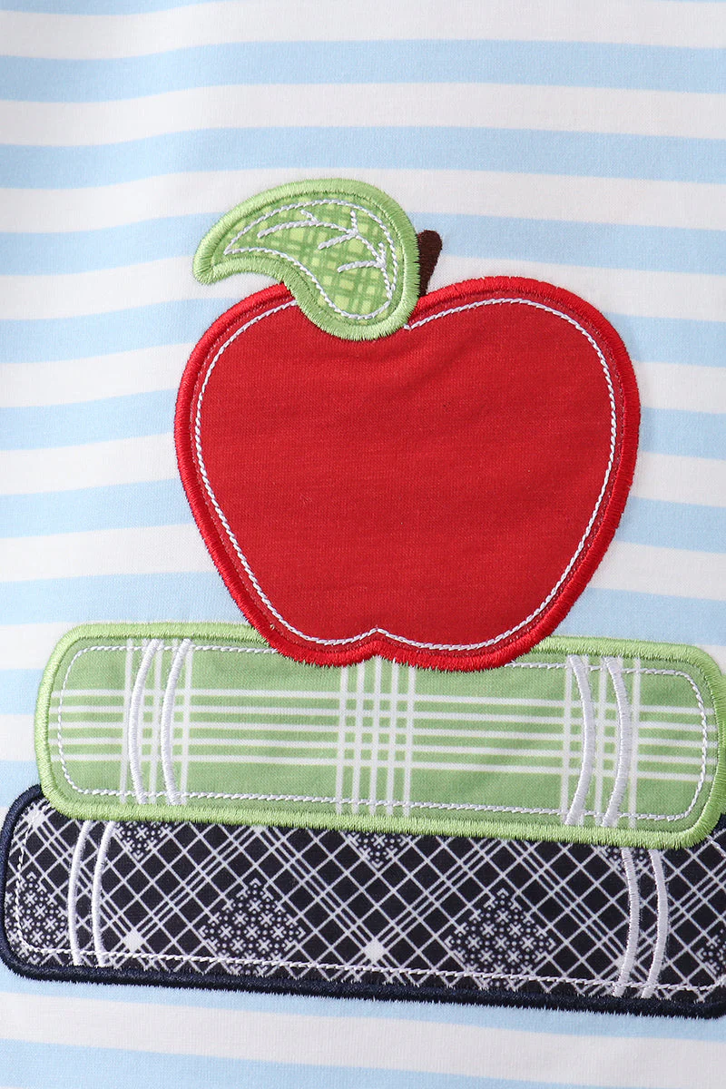 Blue Stripe Apple Book Appliqué Set - Image 3