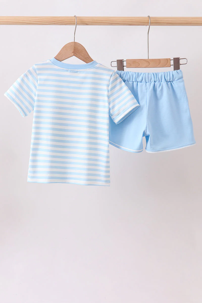 Blue Stripe Apple Book Appliqué Set - Image 5