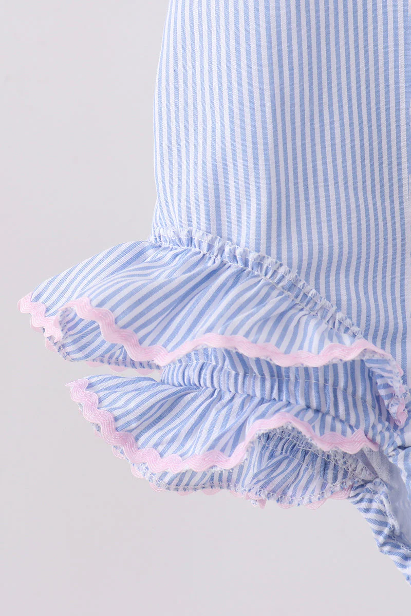 Blue Stripe One-Piece Seersucker Swimsuit - Image 3